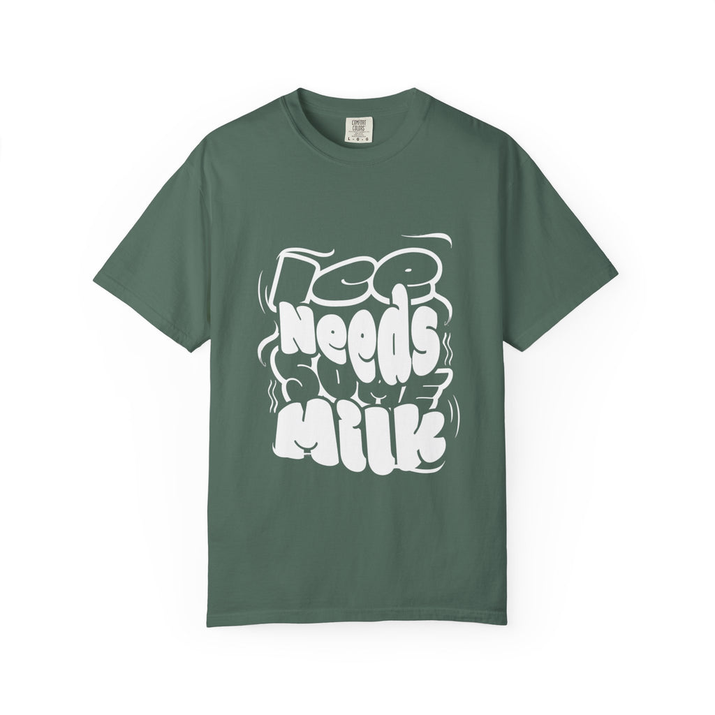 Graphic Tee — "Ice Needs Milk" Retro Bubble Letter T‑Shirt