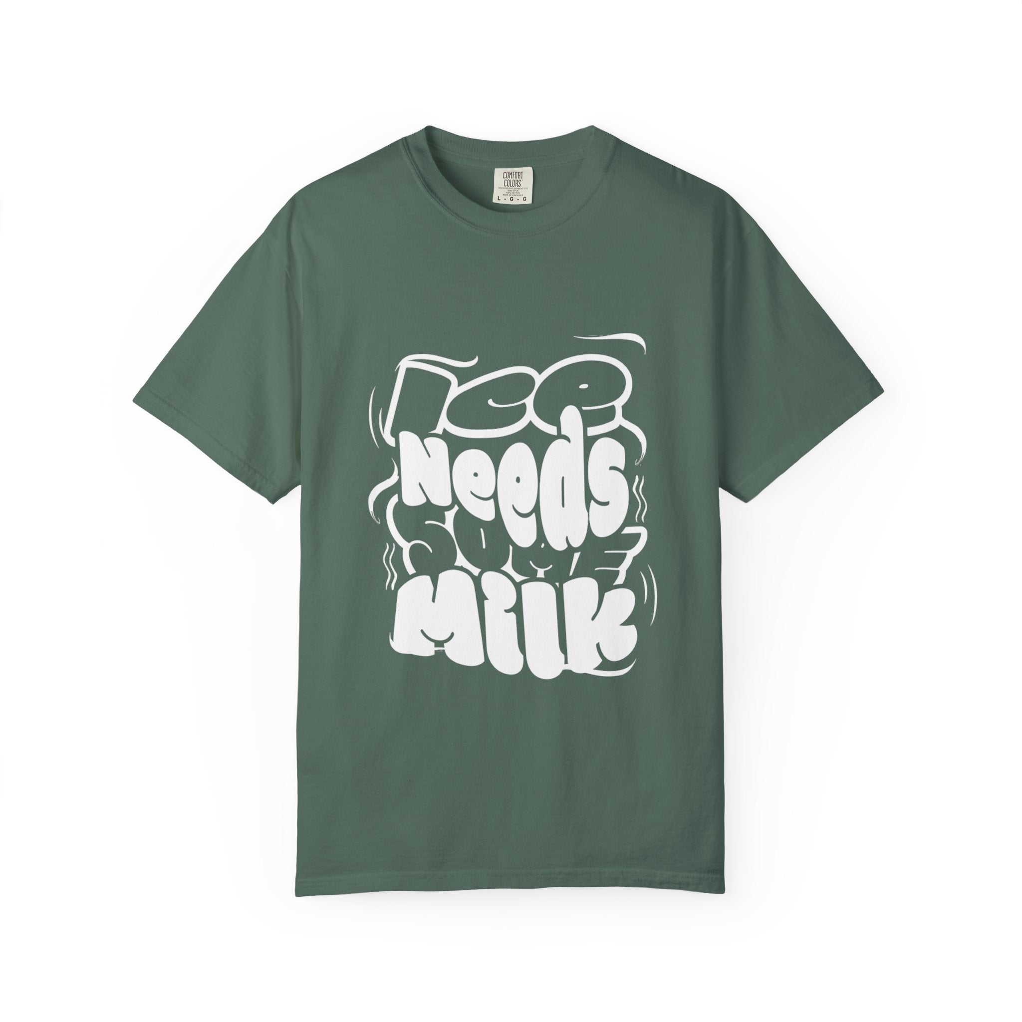 Graphic Tee — "Ice Needs Milk" Retro Bubble Letter T‑Shirt