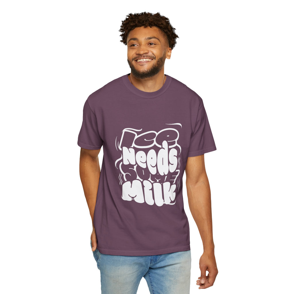 Graphic Tee — "Ice Needs Milk" Retro Bubble Letter T‑Shirt