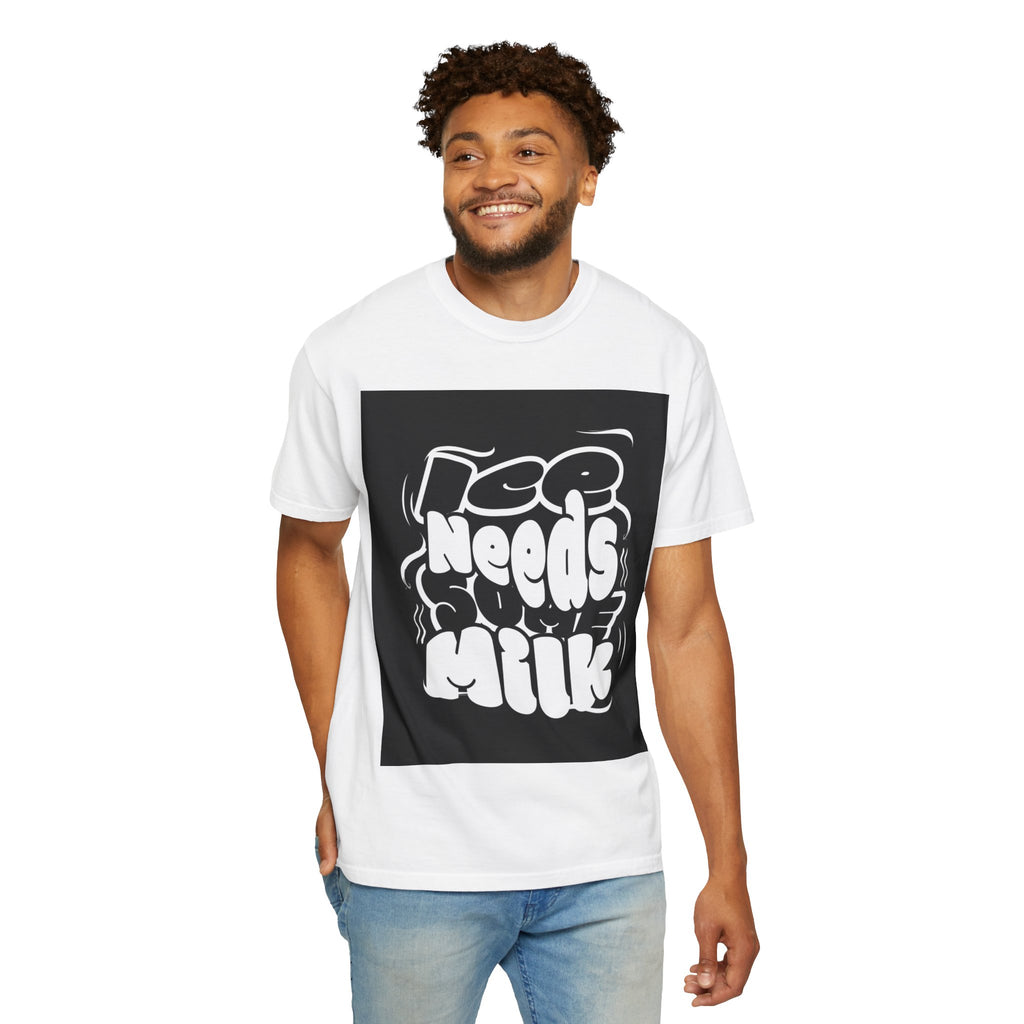 Graphic Tee — "Ice Needs Milk" Retro Bubble Letter T‑Shirt