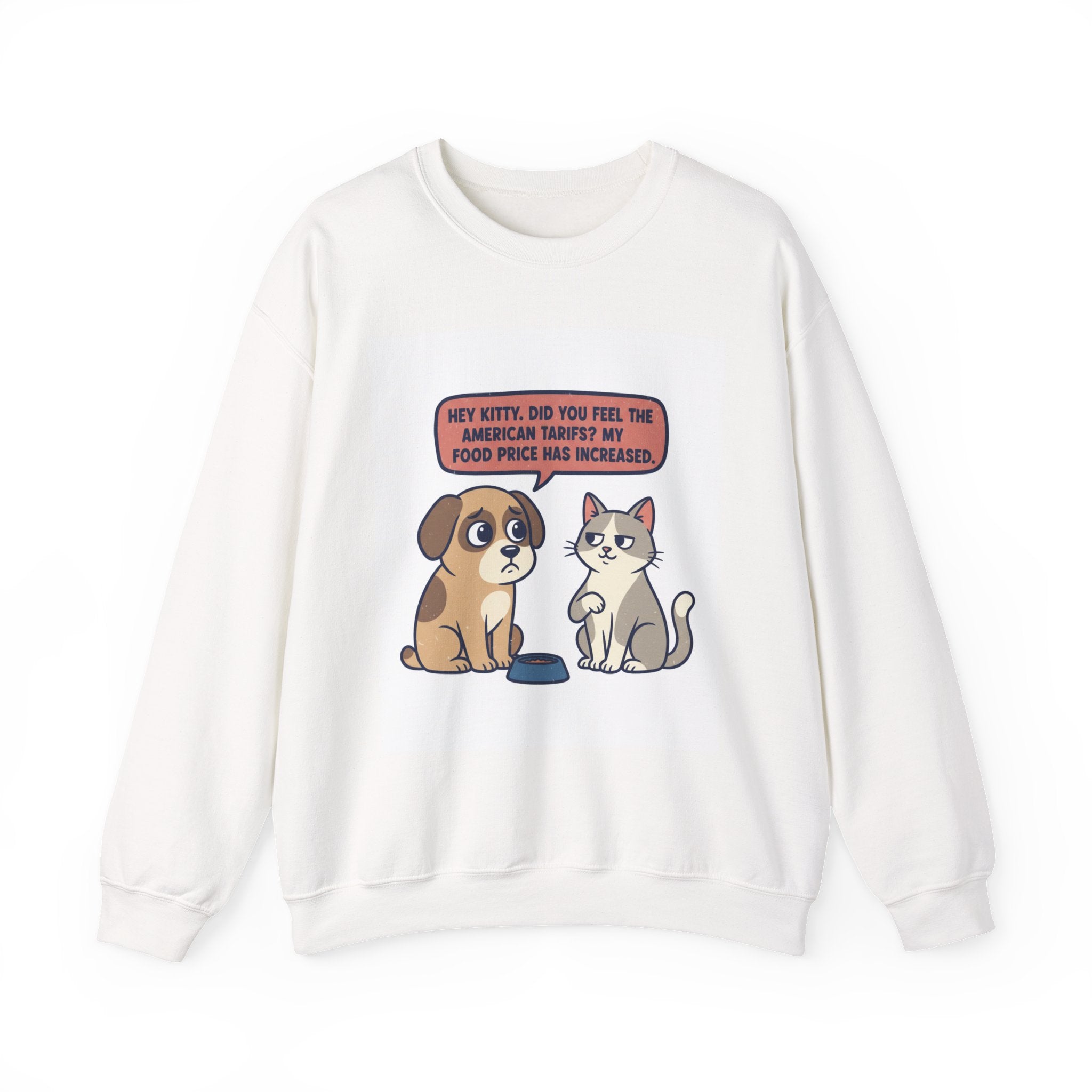 Funny Dog & Cat Tariff Meme Sweatshirt – Economic Humor Cartoon Crewneck