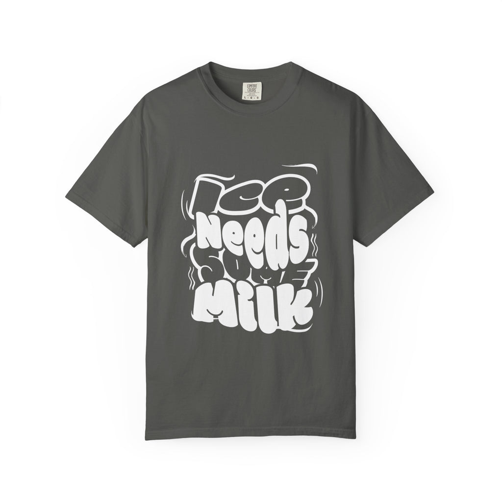 Graphic Tee — "Ice Needs Milk" Retro Bubble Letter T‑Shirt