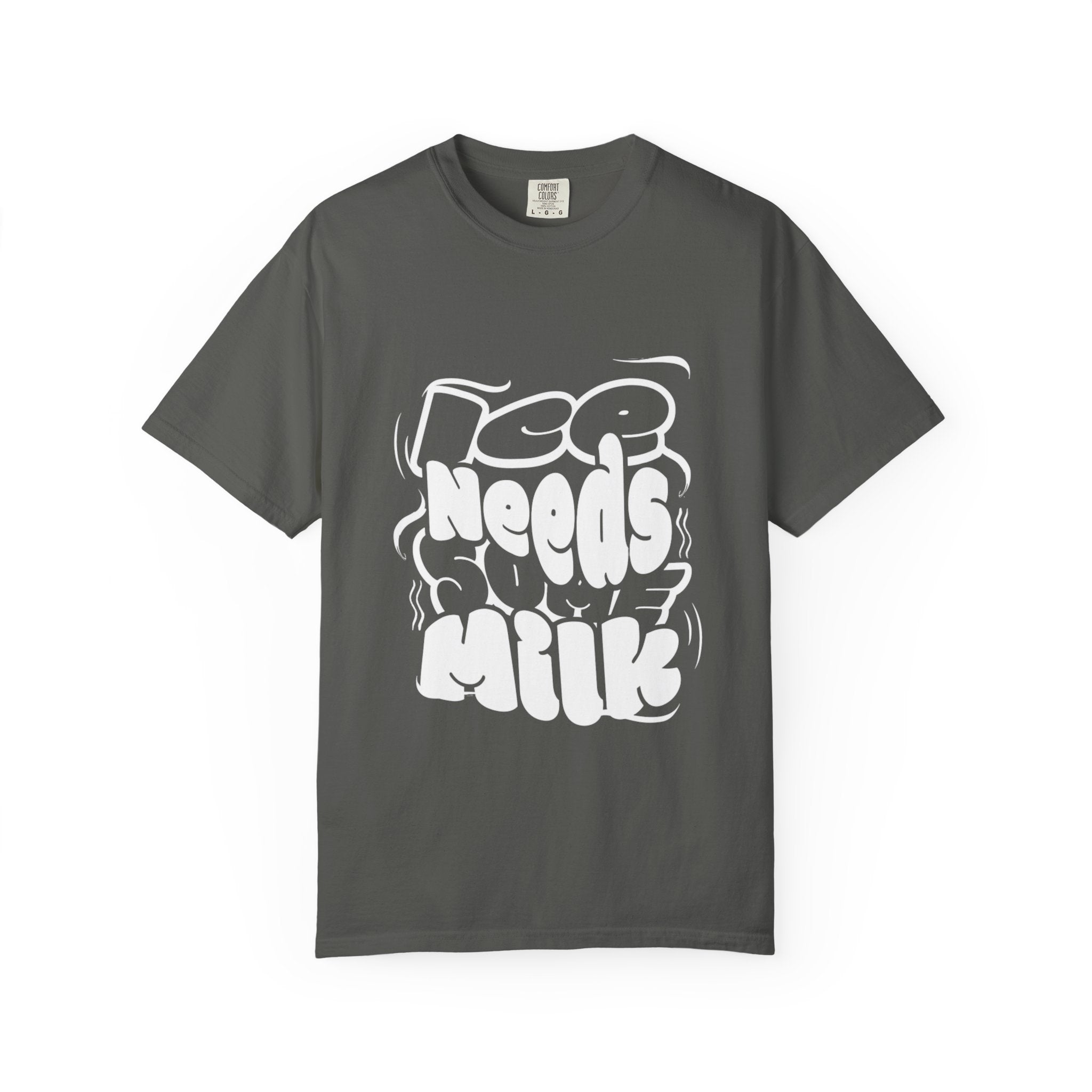 Graphic Tee — "Ice Needs Milk" Retro Bubble Letter T‑Shirt
