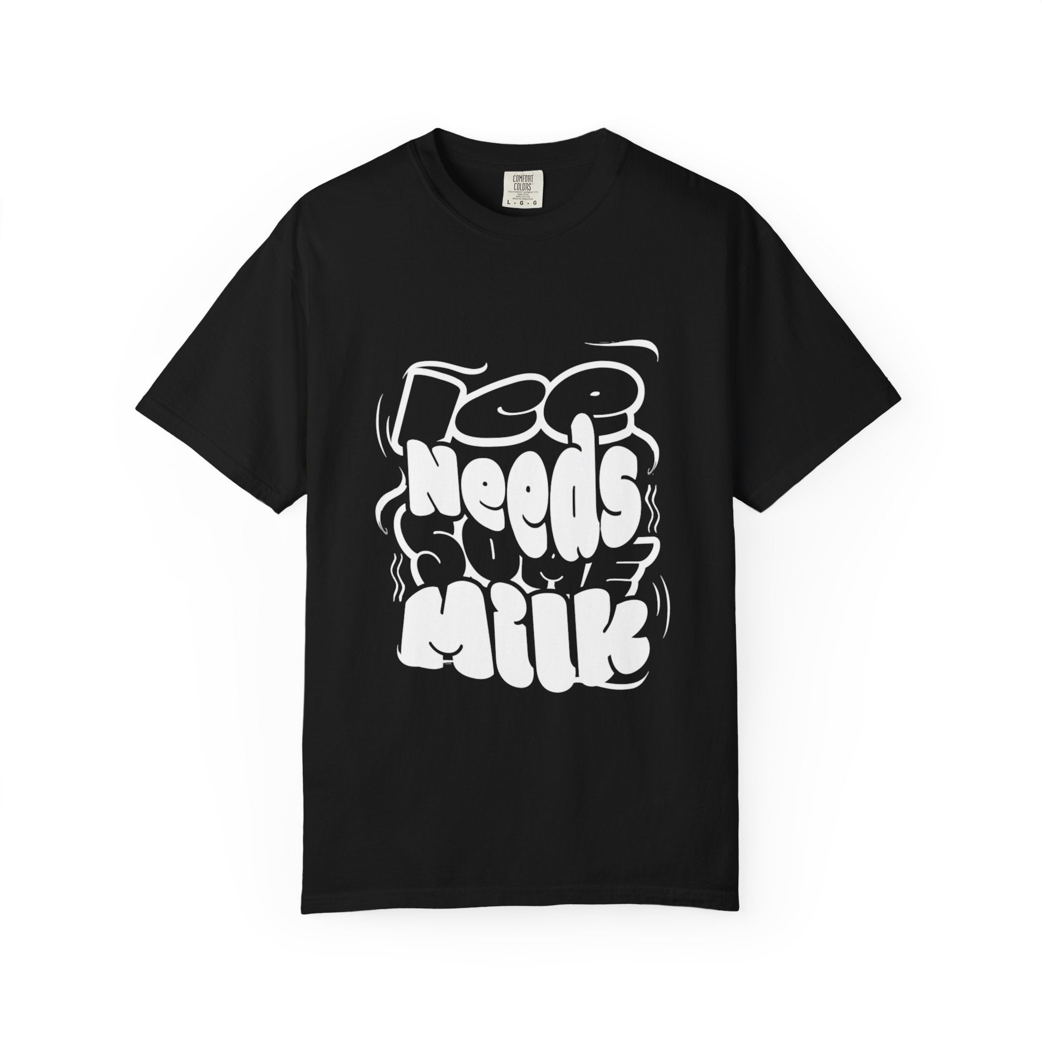 Graphic Tee — "Ice Needs Milk" Retro Bubble Letter T‑Shirt