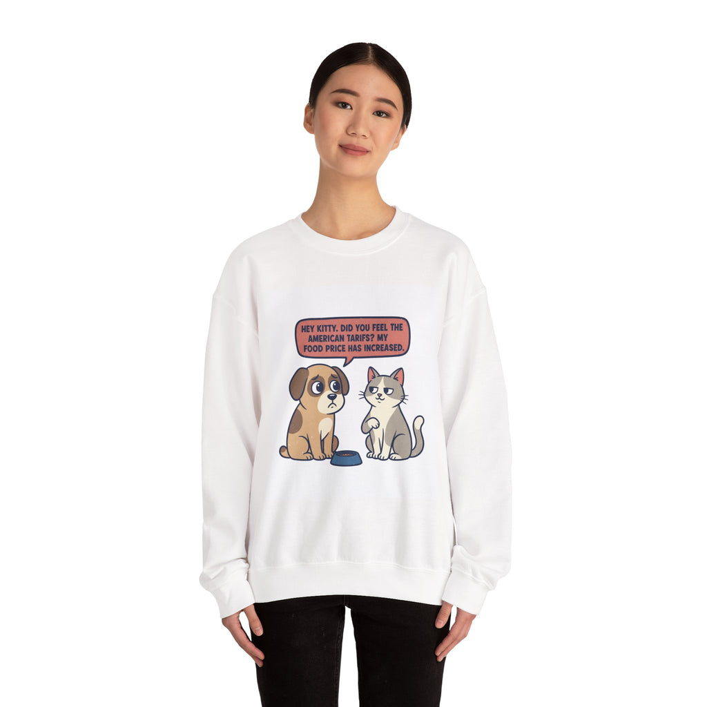 Funny Dog & Cat Tariff Meme Sweatshirt – Economic Humor Cartoon Crewneck