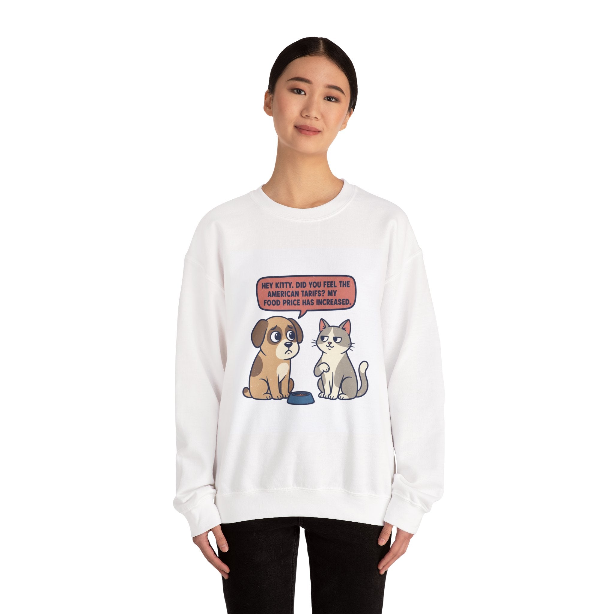 Funny Dog & Cat Tariff Meme Sweatshirt – Economic Humor Cartoon Crewneck
