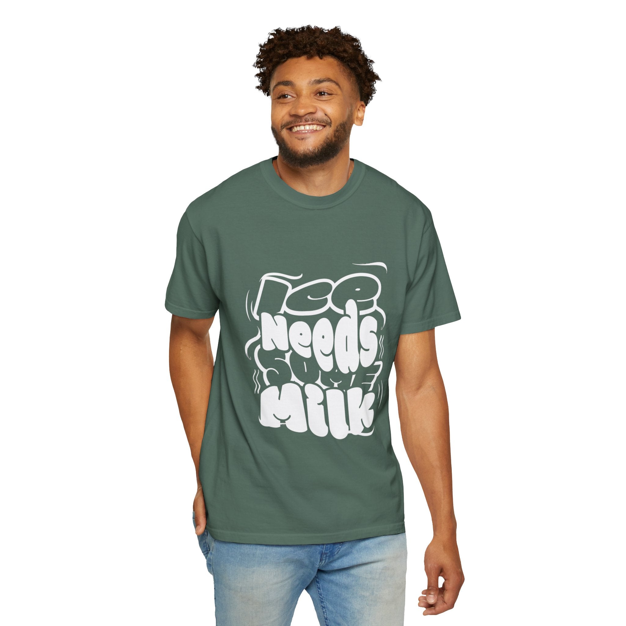 Graphic Tee — "Ice Needs Milk" Retro Bubble Letter T‑Shirt