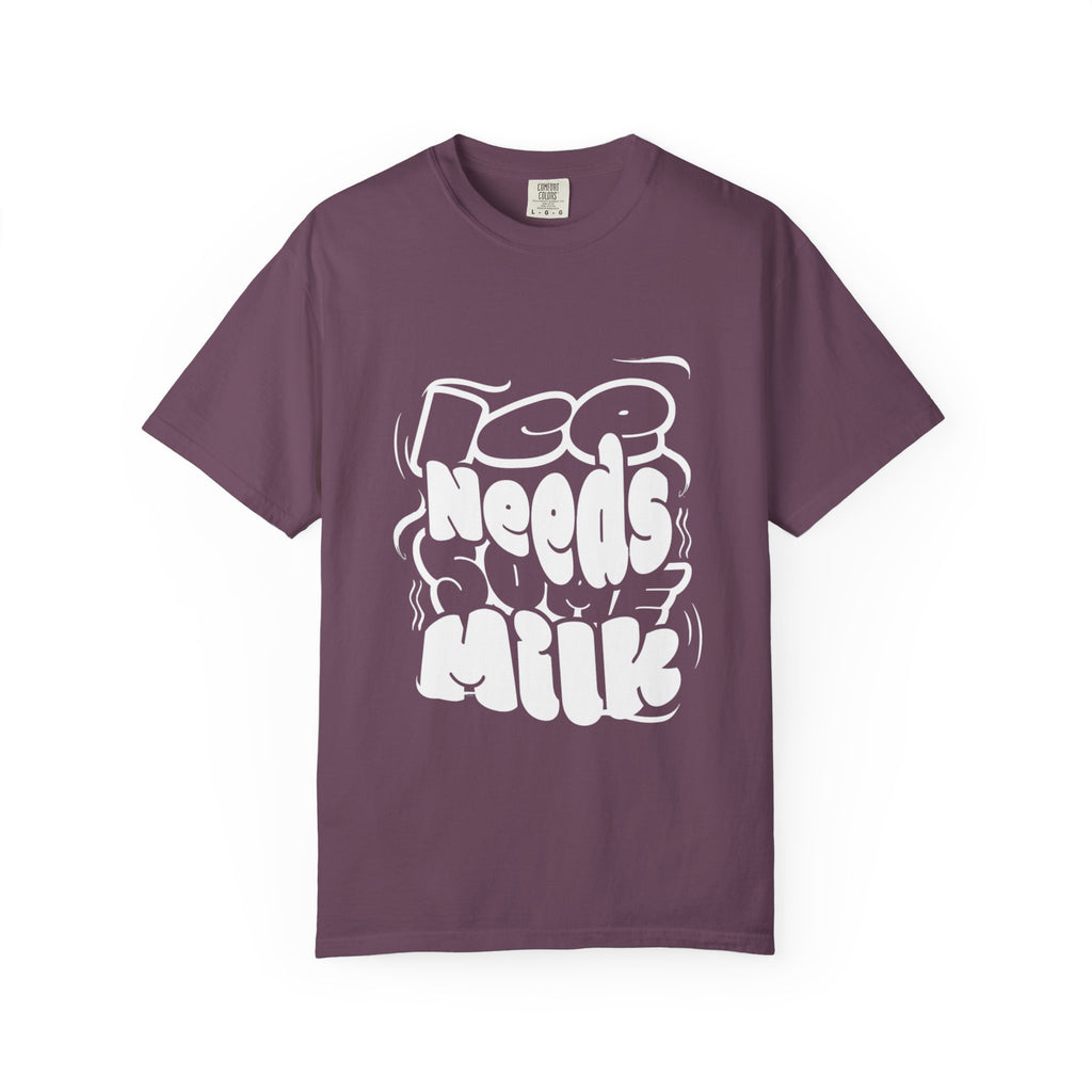 Graphic Tee — "Ice Needs Milk" Retro Bubble Letter T‑Shirt