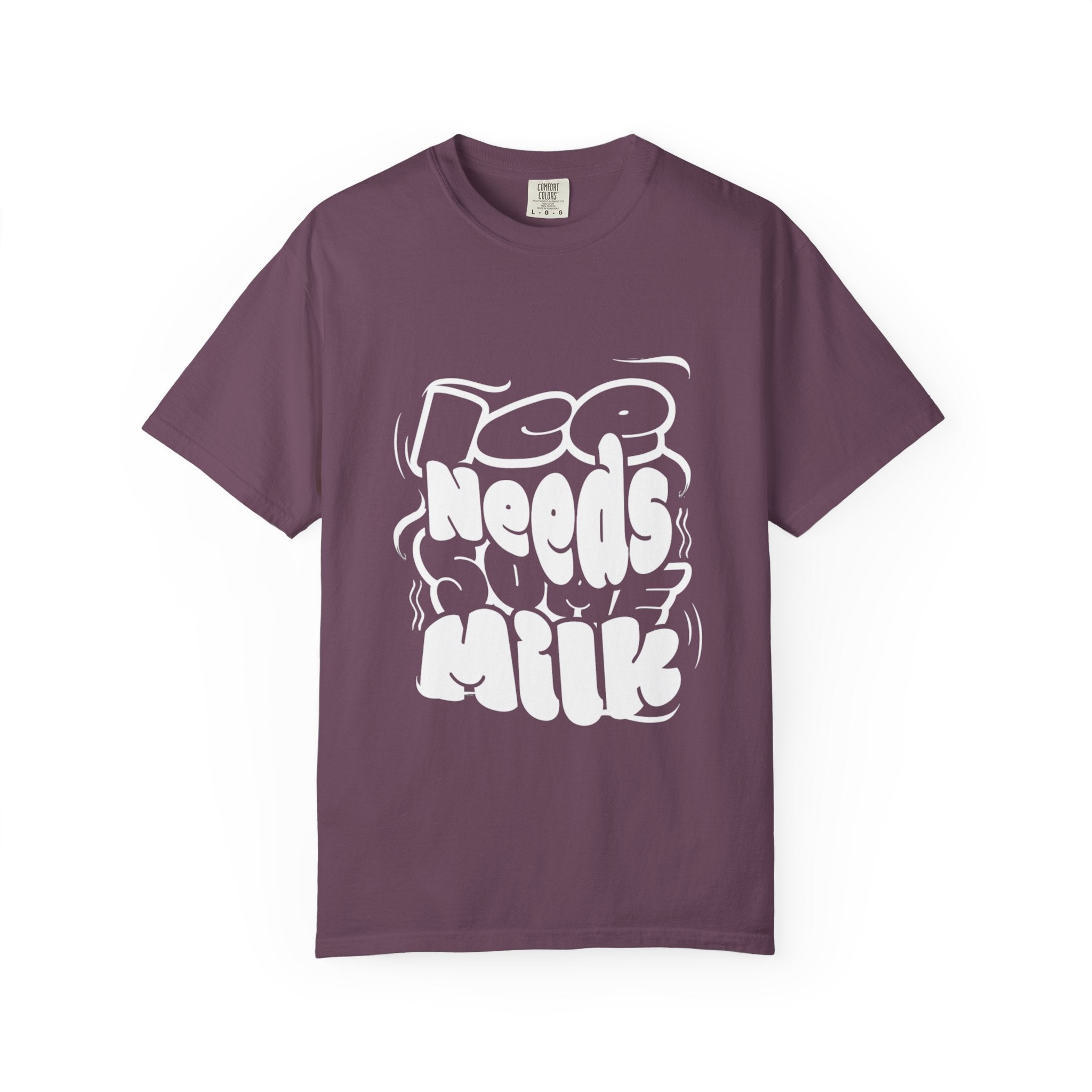 Graphic Tee — "Ice Needs Milk" Retro Bubble Letter T‑Shirt