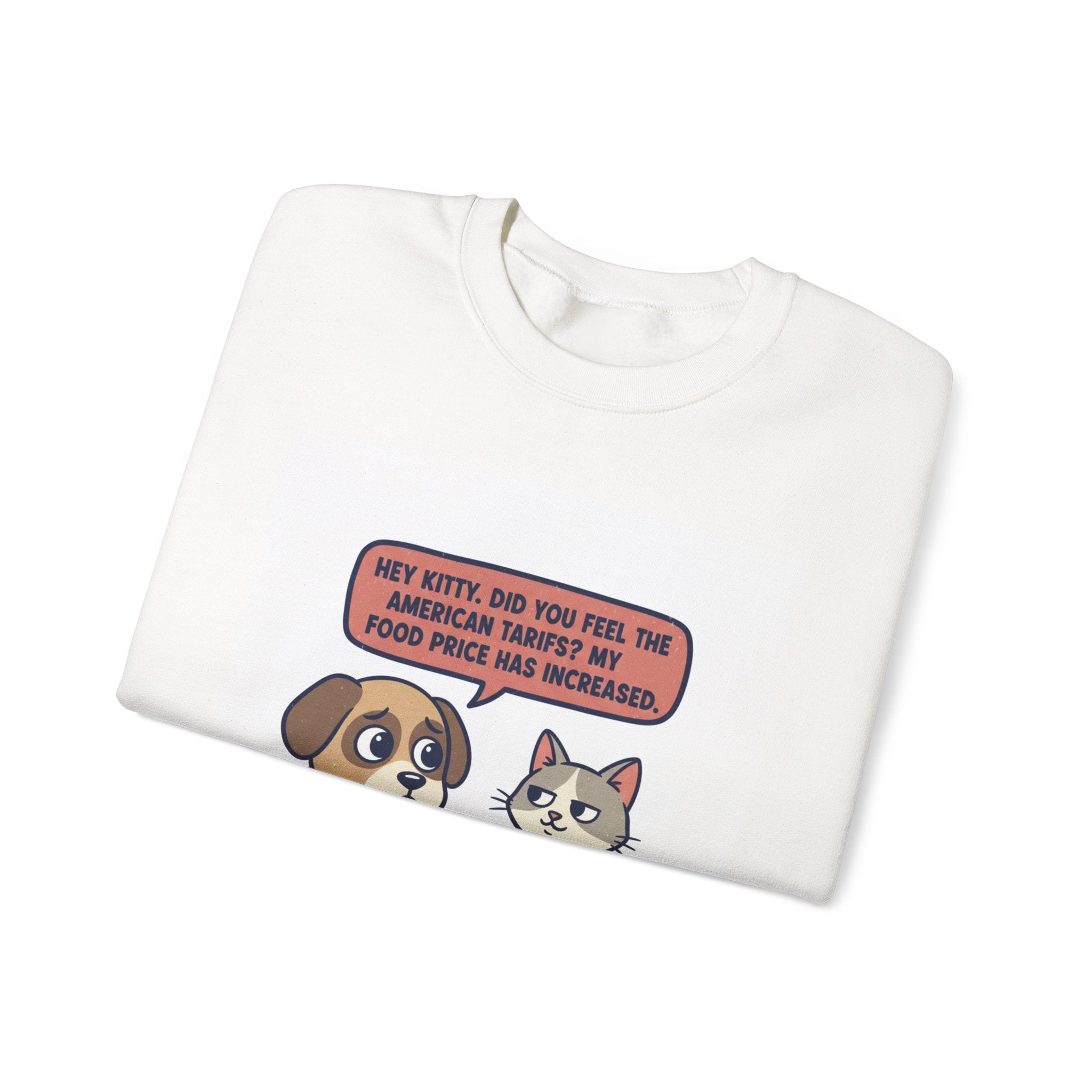Funny Dog & Cat Tariff Meme Sweatshirt – Economic Humor Cartoon Crewneck