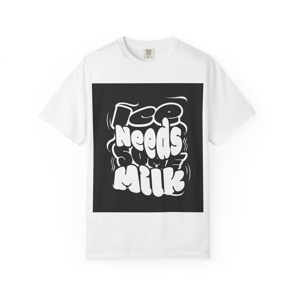 Graphic Tee — "Ice Needs Milk" Retro Bubble Letter T‑Shirt