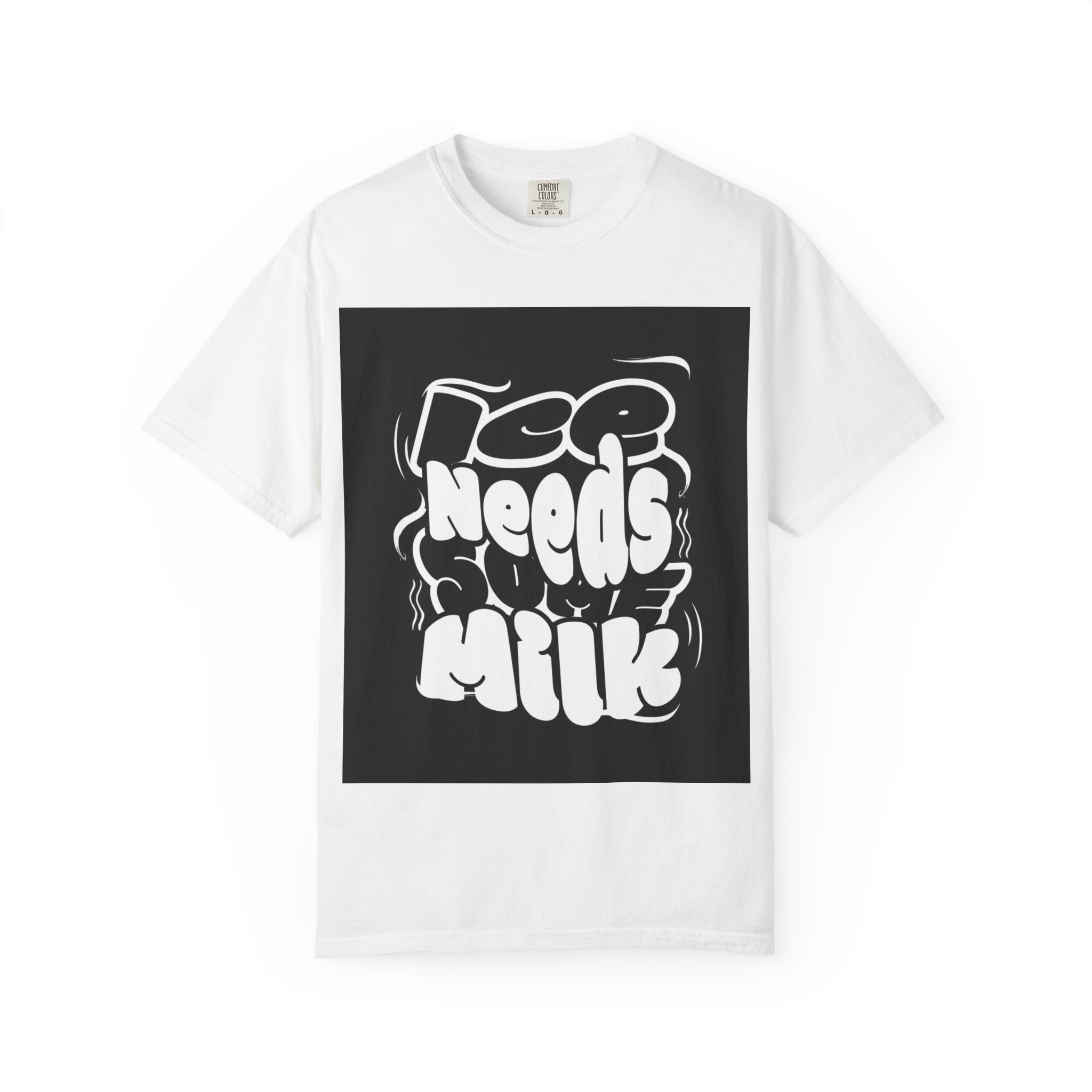 Graphic Tee — "Ice Needs Milk" Retro Bubble Letter T‑Shirt
