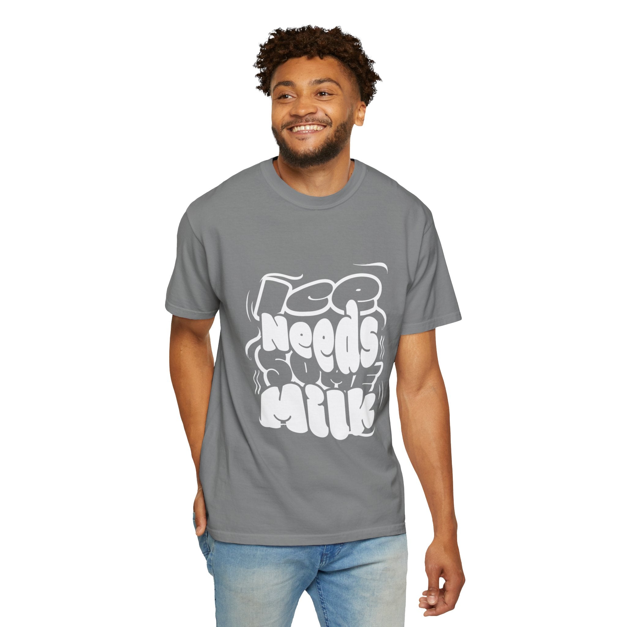 Graphic Tee — "Ice Needs Milk" Retro Bubble Letter T‑Shirt